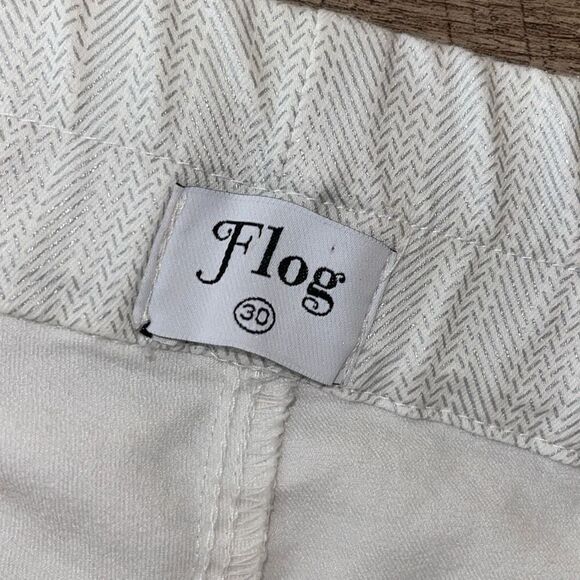 Bevy Flog Womens Shely Stripe Drawstring Metallic Skinny Casual Pants White Size - Picture 8 of 12